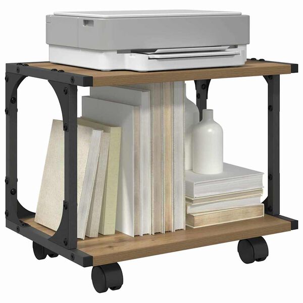 vidaXL Стойка за принтер Дъб 41 x 28 x 33.5 см Инженерно дърво