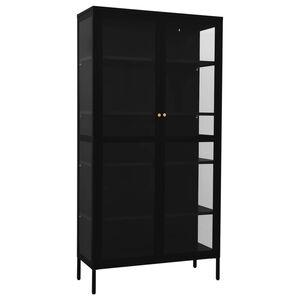 vidaXL Витрина, черна, 90x40x180 см, стомана и закалено стъкло