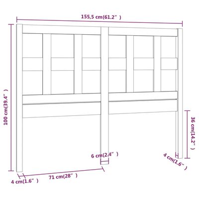 vidaXL Горна табла за легло, меденокафява, 155,5x4x100 см, бор масив