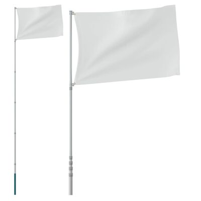 vidaXL Телескопичен прът за флаг, сребрист, 5,55 м, алуминий