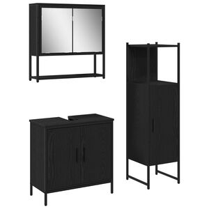 vidaXL Комплект мебели за баня 3 бр. Черно 33 x 33 x 113,5 см