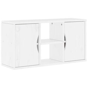 vidaXL ТВ шкаф &bdquo;ODDA&ldquo; бял 79x24x40 см масивна дървесина бор