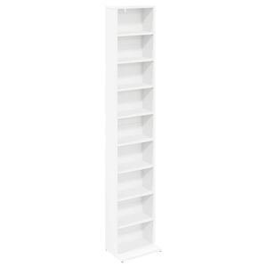 vidaXL Кабинет за CD Бяло 33 x 23,5 x 175 см Инженерна дървесина