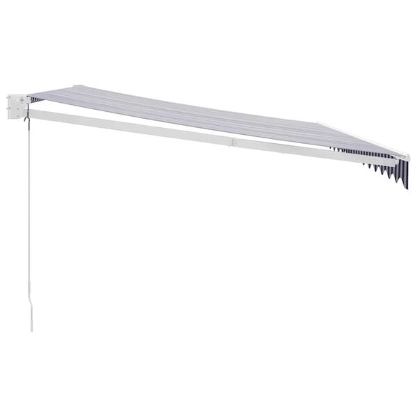 vidaXL Прибираща се тента синьо и бяло 4,5x3 м плат и алуминий