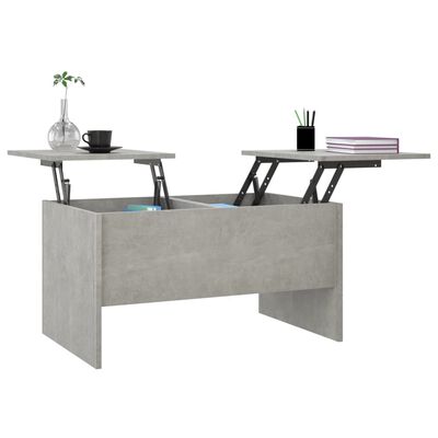 vidaXL Маса за кафе, бетонно сива, 80x50x42,5 см, инженерно дърво