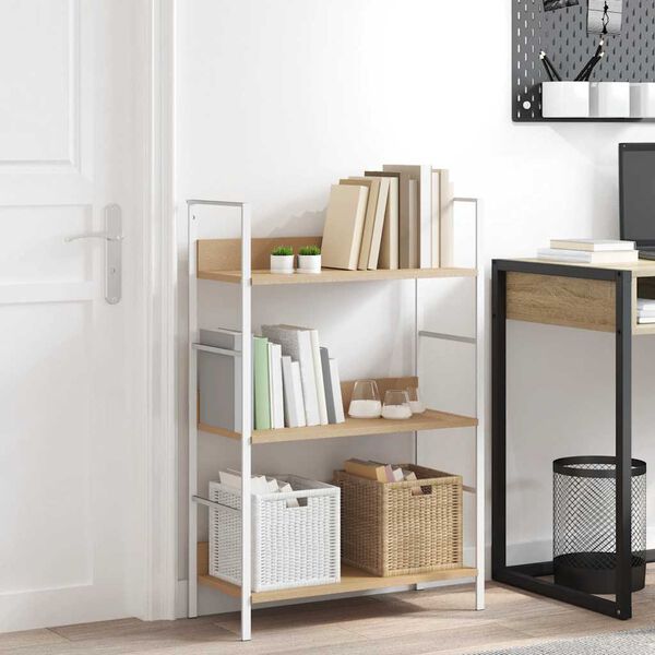 vidaXL Библиотека с 3 рафта, дъб, 60x27,6x90,5 см, инженерно дърво