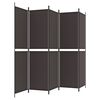 vidaXL Параван за стая, 5 панела, кафяв, 250x200 см, плат