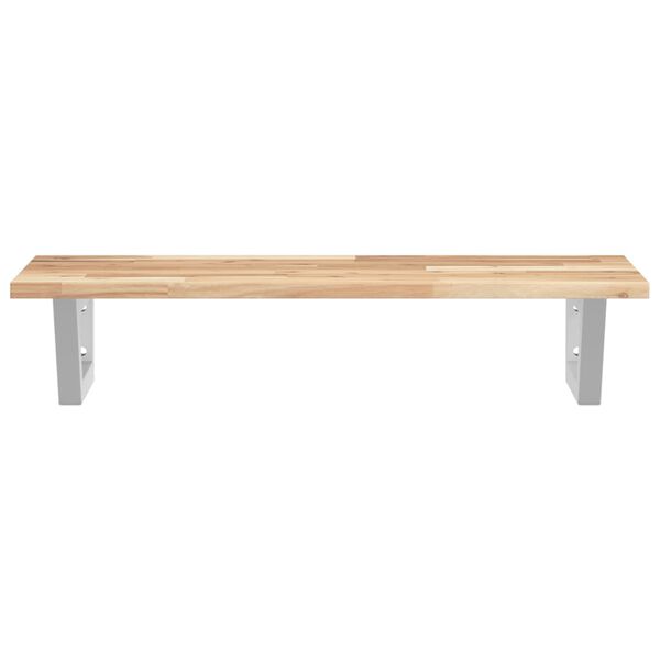 vidaXL Стенен рафт за мивка, стомана и масивно дърво акация