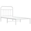 vidaXL Метална рамка за легло с горна табла, бяла, 90x190 см