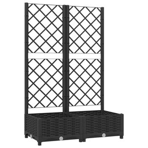 vidaXL Градинска саксия с решетка, черна, 80x40x121,5 см, полипропилен