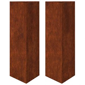 vidaXL Градински саксии 2 бр. триъгълни 30x26x75 см Изветряла стомана