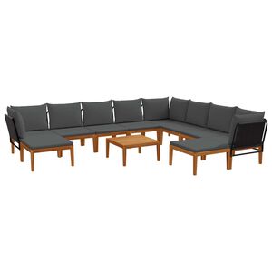 vidaXL 11 бр. Солидно акациево дърво и въже Натурално