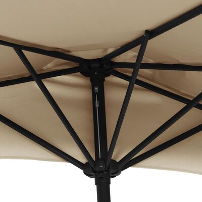 vidaXL Балконски чадър с алуминиев прът, таупе, 270x144 см, половин