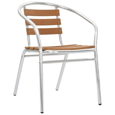 vidaXL Стифиращи градински столове, 2 бр, алуминий и WPC, сребристи
