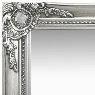 vidaXL Стенно огледало, бароков стил, 40x40 см, сребристо