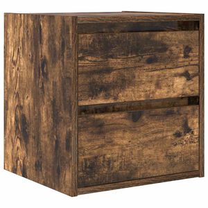 vidaXL Нощно шкафче за стенен монтаж, опушен дъб, 38x34x40 см