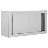 vidaXL Кухненски стенен шкаф с плъзгащи врати, 90x40x50 см, стомана