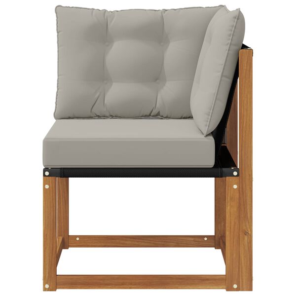 vidaXL Външен ъглов диван Масивна акациева дървесина и текстилен плат