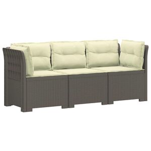 vidaXL Пейка за градина с Cushions във вид на ратан 3-местен ПП
