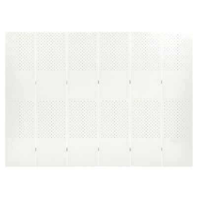 vidaXL Параван за стая, 6 панела, бял, 240x180 cм, стомана