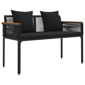 vidaXL Външна пейка 2 -Seater 117 x 54 x 74.5 см полиратан Черно