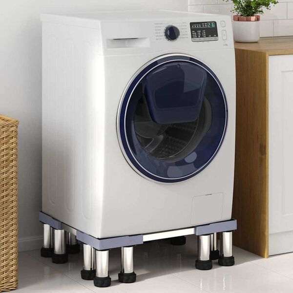 vidaXL Основа за пералня Сив 67 x 67 x 21,5 см Неръждаема стомана