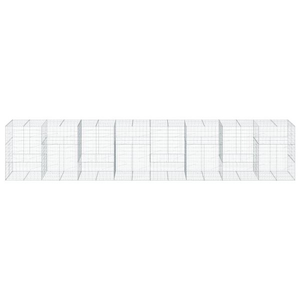 vidaXL Габионна кошница с покритие, 800x100x150 см, поцинковано желязо