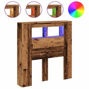 vidaXL LED табла за глава Старо дърво 100x18,5x103,5 cm