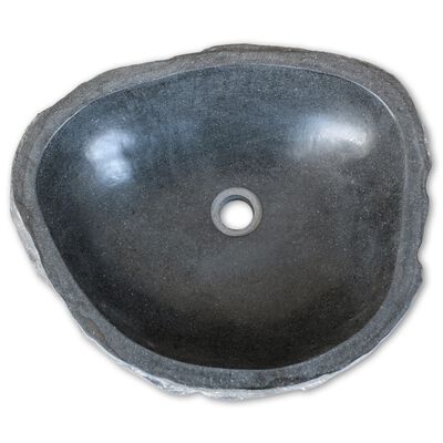 vidaXL Овална мивка от речен камък, 38-45 см
