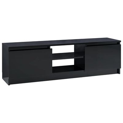 vidaXL ТВ шкаф, черно със силен гланц, 120x30x35,5 см, ПДЧ