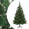 vidaXL Изкуствена коледна елха с топки 150 см 150 LED светодиода