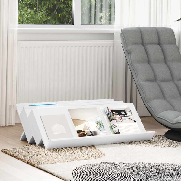 vidaXL Етажерка за списания Бяло 90 x 53 x 28,5 см Инженерно дърво