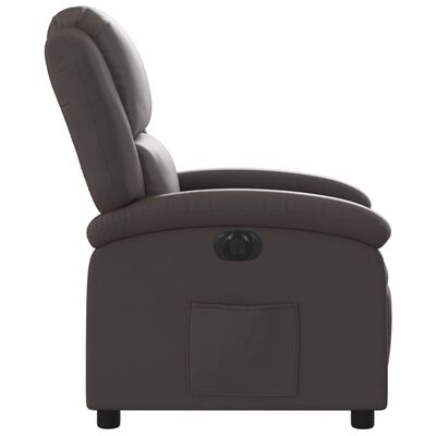 vidaXL Електрически реклайнер стол, тъмнокафяв, естествена кожа