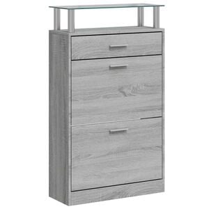 vidaXL Шкаф за обувки, сив сонома, 63x24x104 см, инженерно дърво