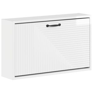 vidaXL Стенно шкафче за обувки HAARLEM 71 x 17 x 43 см Бял гланц