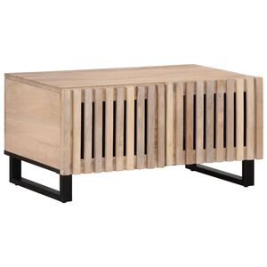 vidaXL Маса за кафе, бяла, 80x51x40 см, масивно мангово дърво