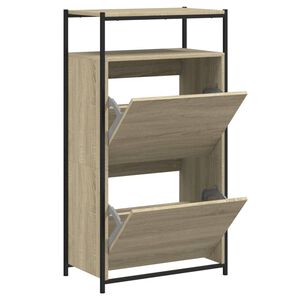 vidaXL Шкаф за обувки, сонома дъб, 60x34x112 см, инженерно дърво