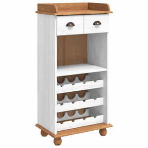 vidaXL Шкаф за вино ASKIM Бяло с меден връх 57 x 37 x 114 см
