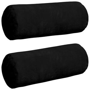 vidaXL Възглавници валяци 2 pcs Черно &Oslash; 15 x 40 см Микрофибърна тъкан
