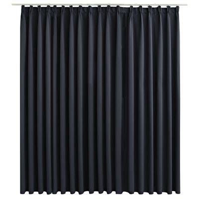 vidaXL Затъмняваща завеса с куки, черна, 290x245 см