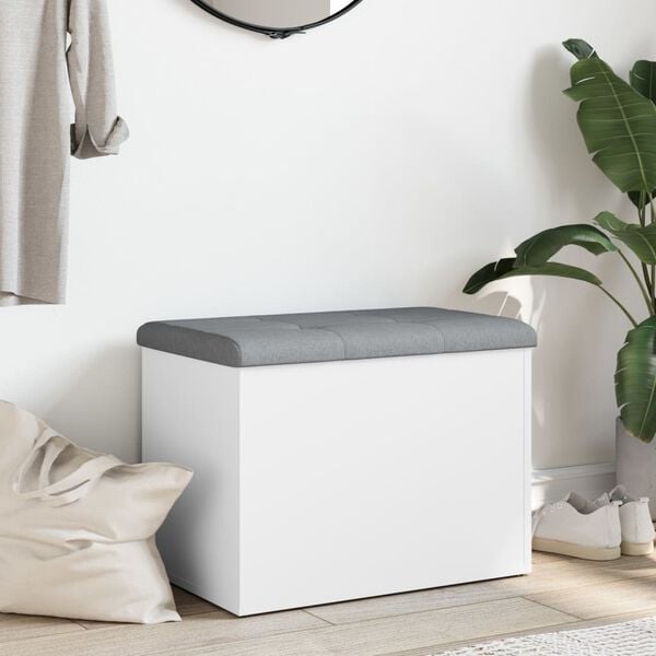 vidaXL Пейка за съхранение, бяла, 62x42x45 см, инженерно дърво