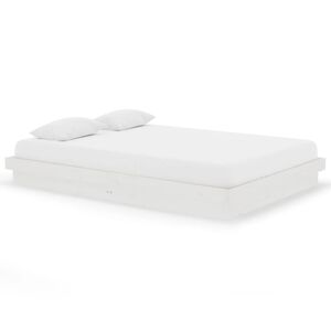 vidaXL Рамка за легло, бяла, масивно дърво, 140х200 см