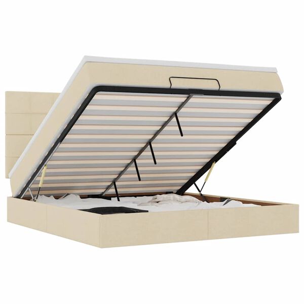 vidaXL Османска легло с матрак, кремаво, 180x200 см, плат