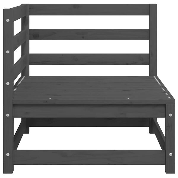 vidaXL Градински 2-местен диван с възглавници, сив, борово дърво масив