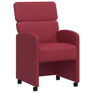 vidaXL Столове с Колела 2 бр. Изкуствена виненочервен 58 x 65 x 98 см