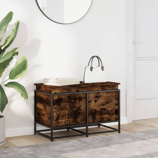 vidaXL Кутия за съхранение, опушен дъб, 80x40x51,5 см, инженерно дърво