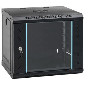 vidaXL Мрежов кабинет със съхранение Черно 53 x 45 x 45 см Стомана