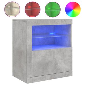 vidaXL Сайдборд с LED светлини, бетонно сив, 60,5x37x67 см
