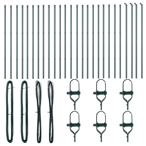 vidaXL Стълб за ограда. Друг 26 pcs Зелен 3,2 x 3,2 x 200 см Стомана