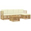 vidaXL Комплект дивани за открито 6 pcs Бяло и кремаво 59 x 59 x 37 см